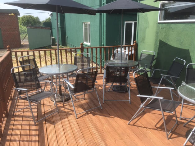 Outdoor Seats on Balcony at Museum